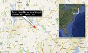 Map showing location of Sandy Hooks School